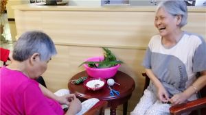 老人生活包粽子